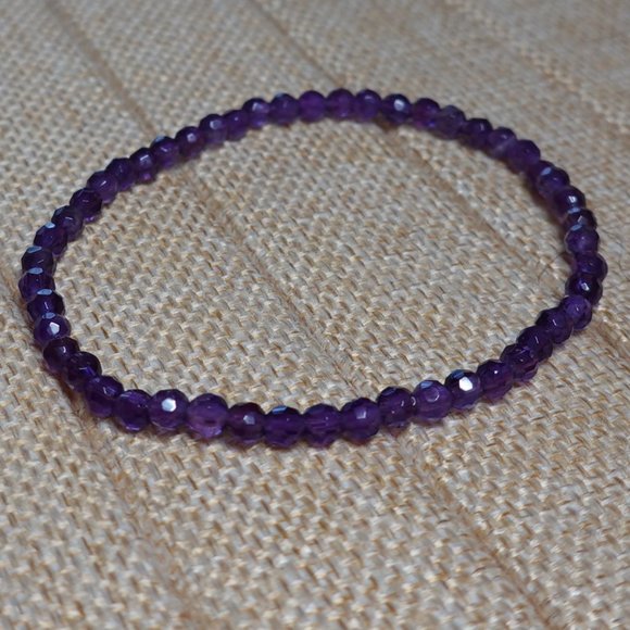 (NWT) Genuine Faceted & Smooth Amethyst (3) Bracelet Stack/Set - Picture 8 of 11